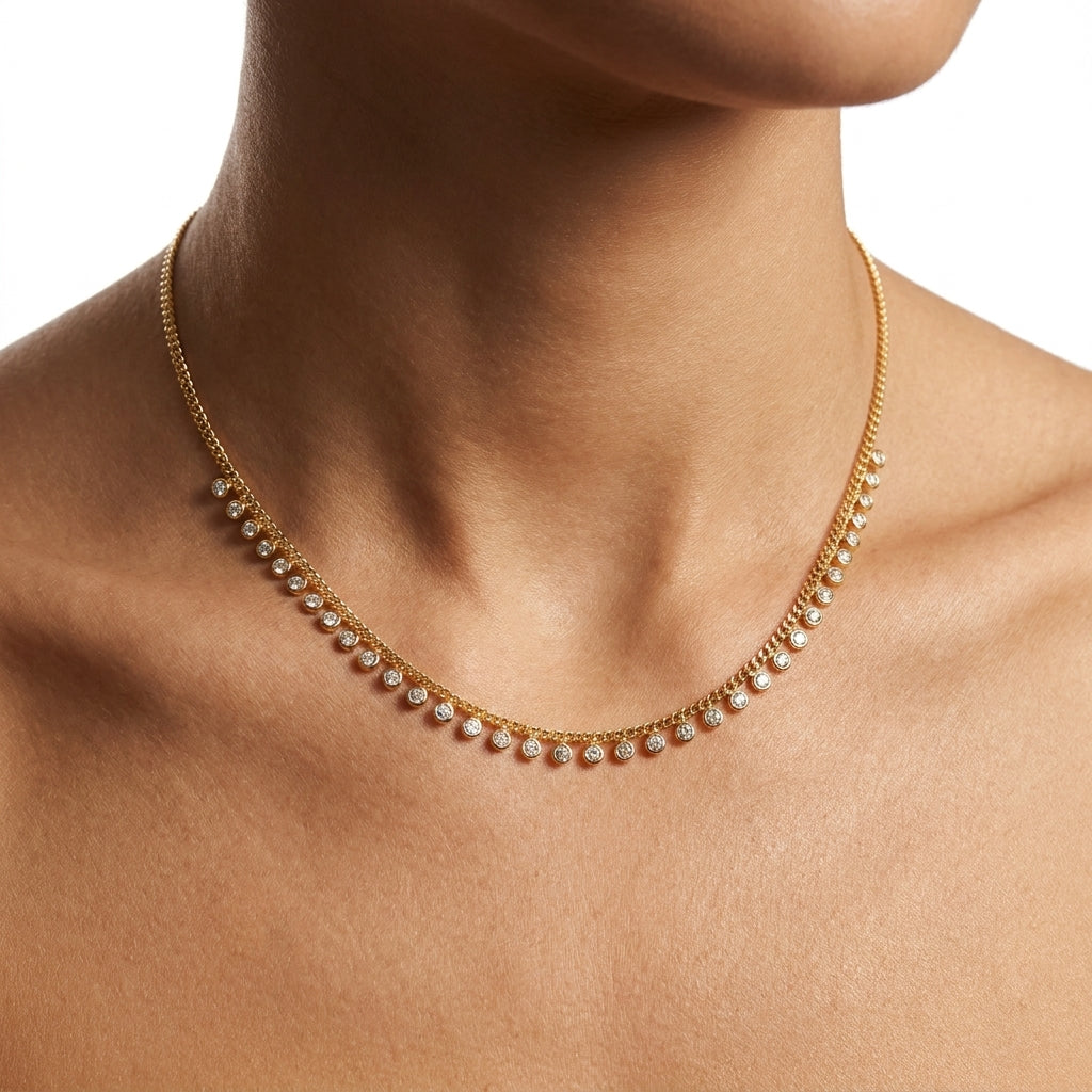 Shimmering Dewdrop Curb Necklace