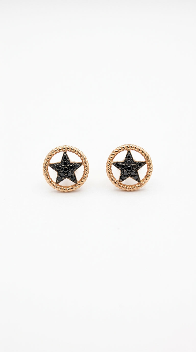 Obsidian Eclipse Star Earrings