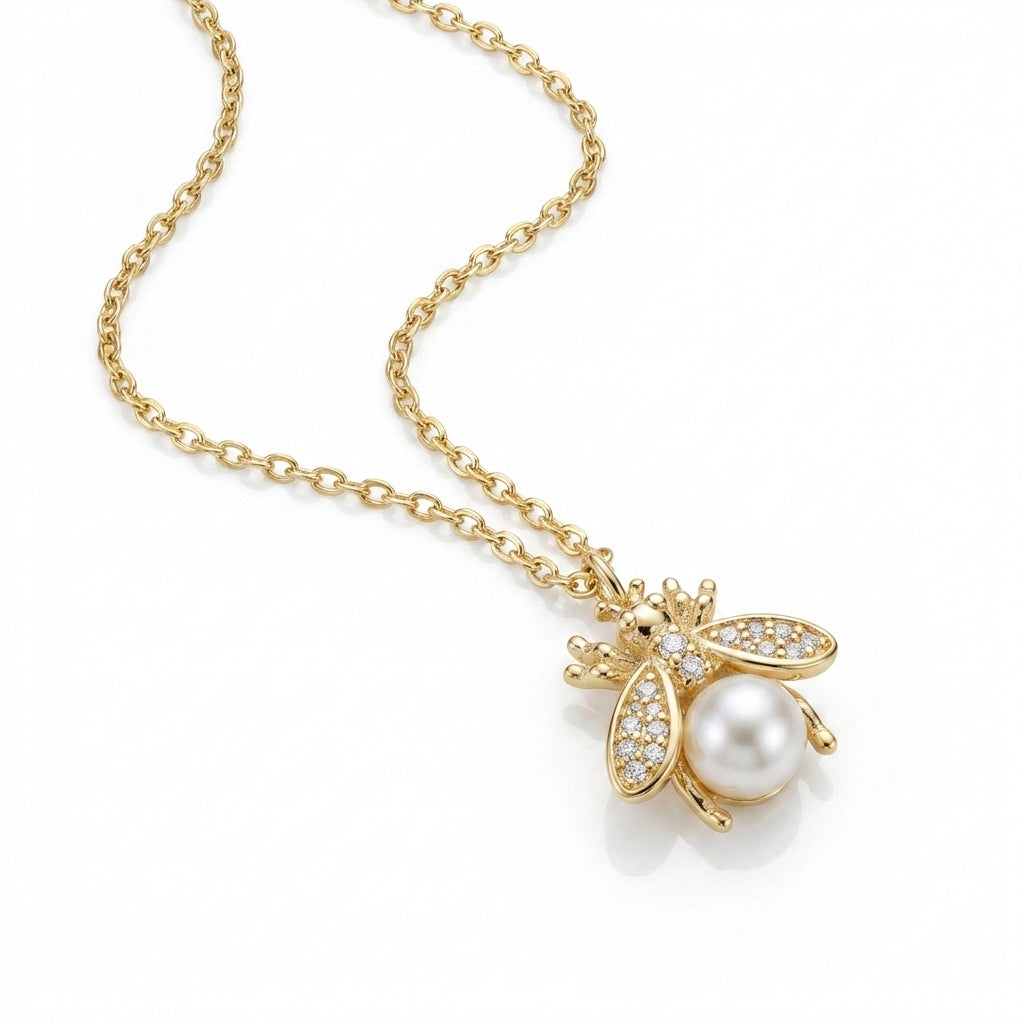 Pearl Queen Bee Aura Necklace