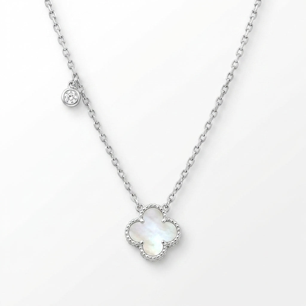 Mother of Pearl Clover Aura Necklace