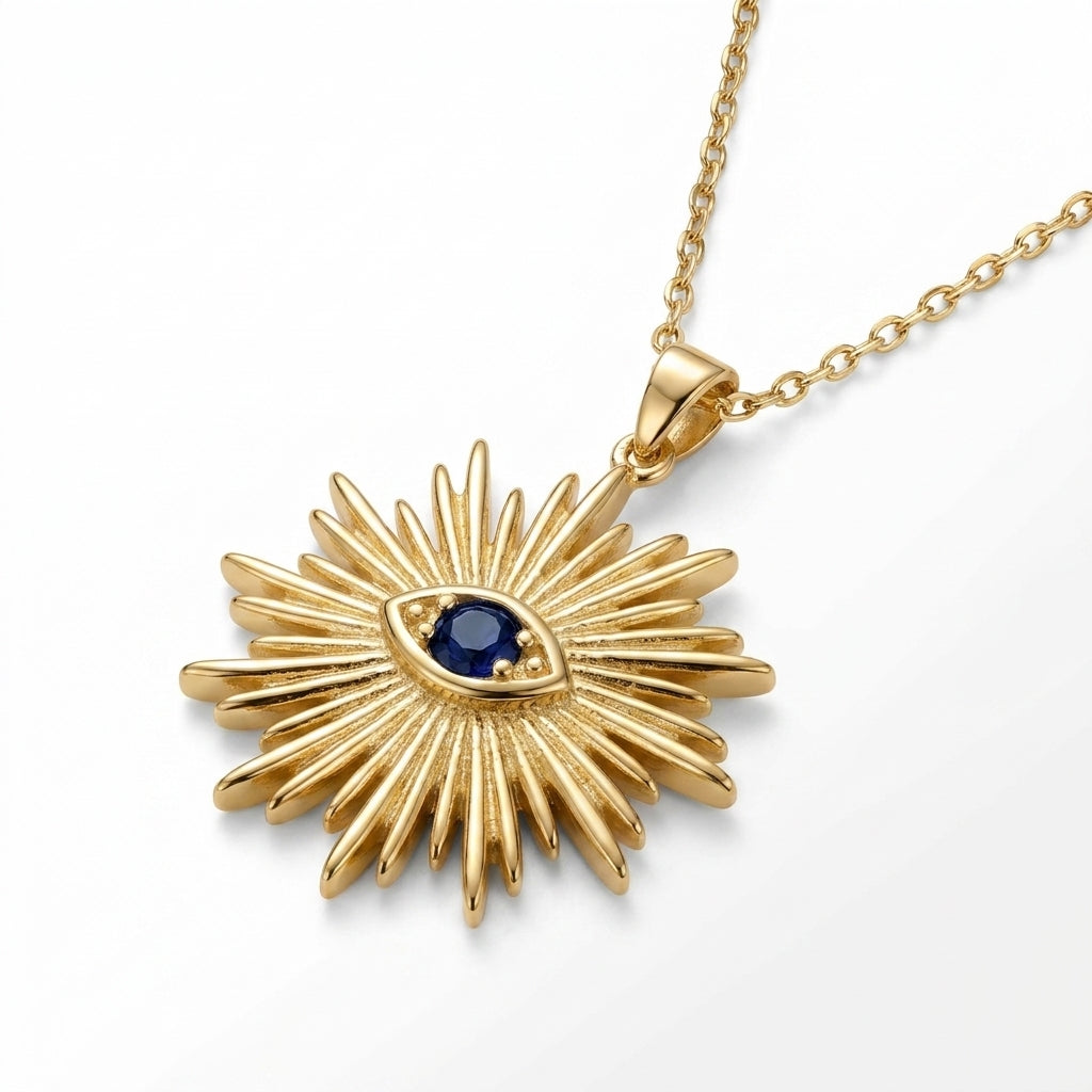 Radiant Evil Eye Sunburst Necklace