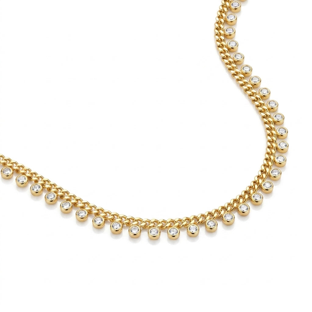 Shimmering Dewdrop Curb Necklace