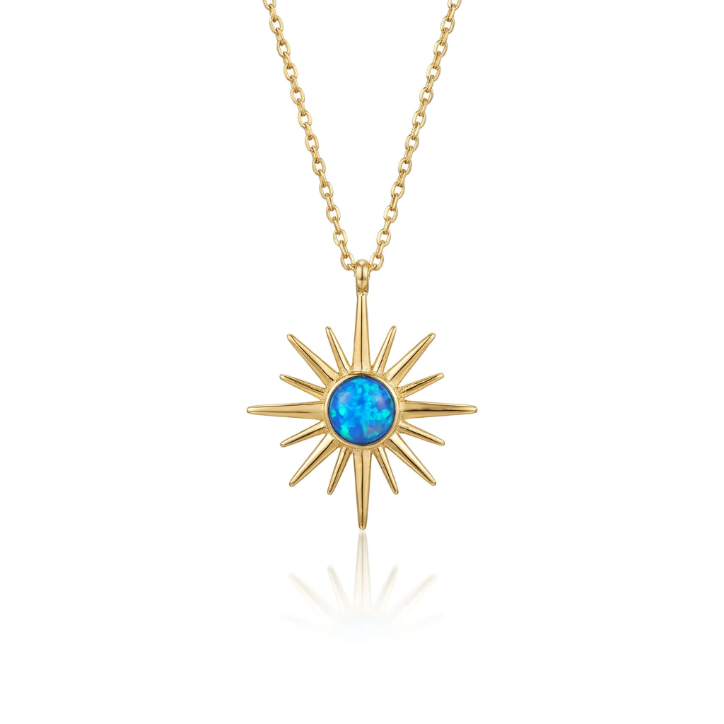 Blue Ethereal Sunburst Necklace