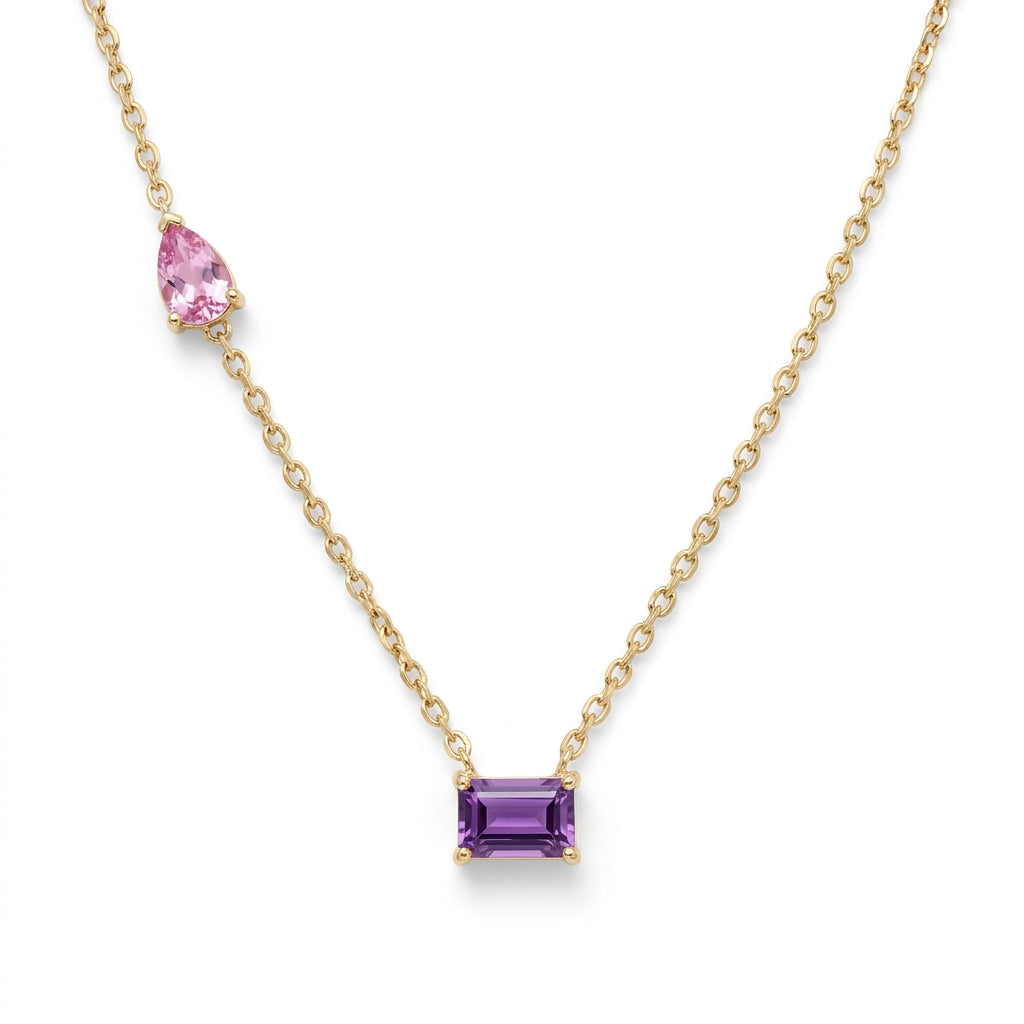 Amethyst & Pink Sapphire Duo Necklace