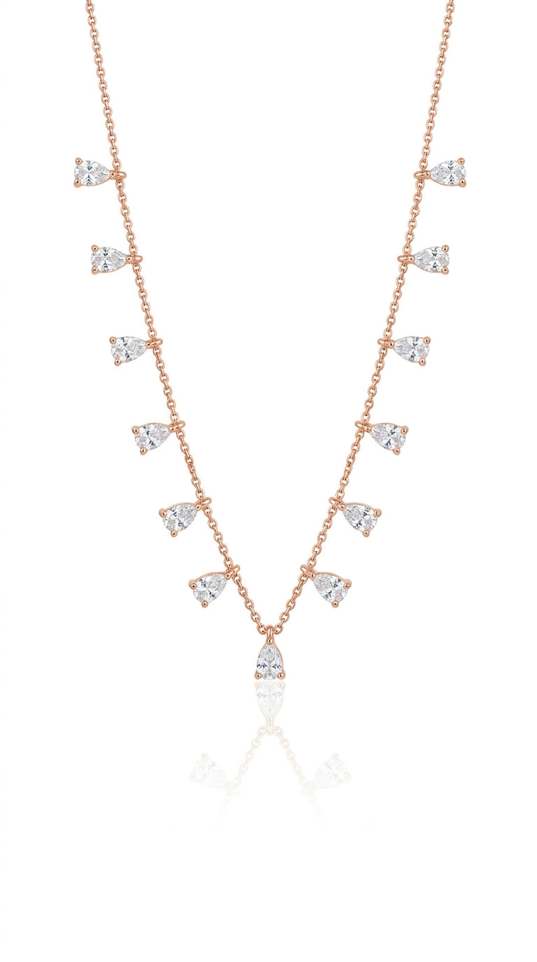 Pear-Cut Shimmer Drop Necklace