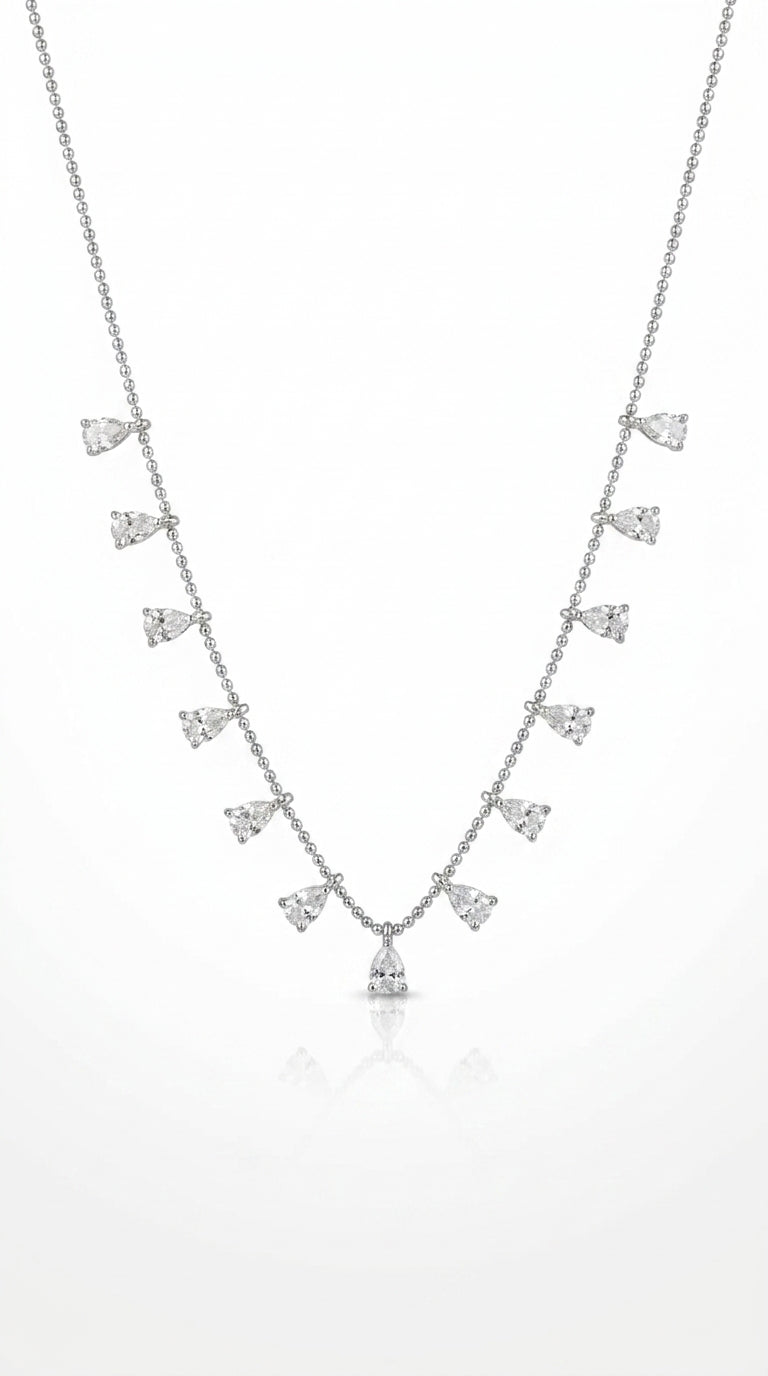 Pear-Cut Shimmer Drop Necklace