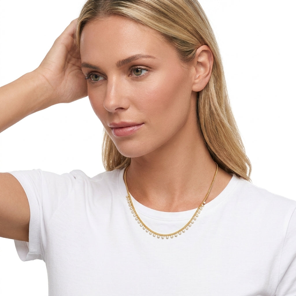 Shimmering Dewdrop Curb Necklace