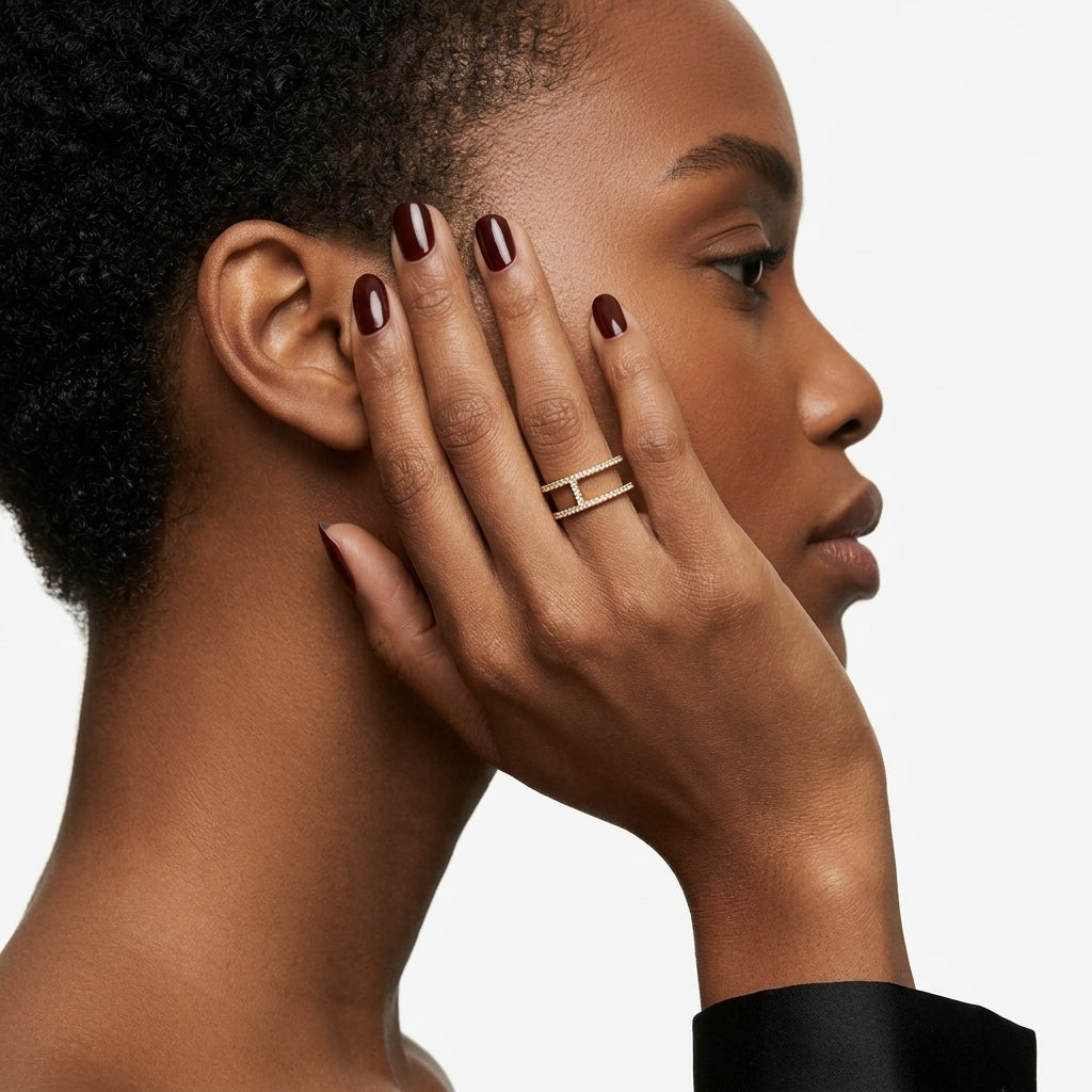 Parallel Crystal Open Cuff Ring