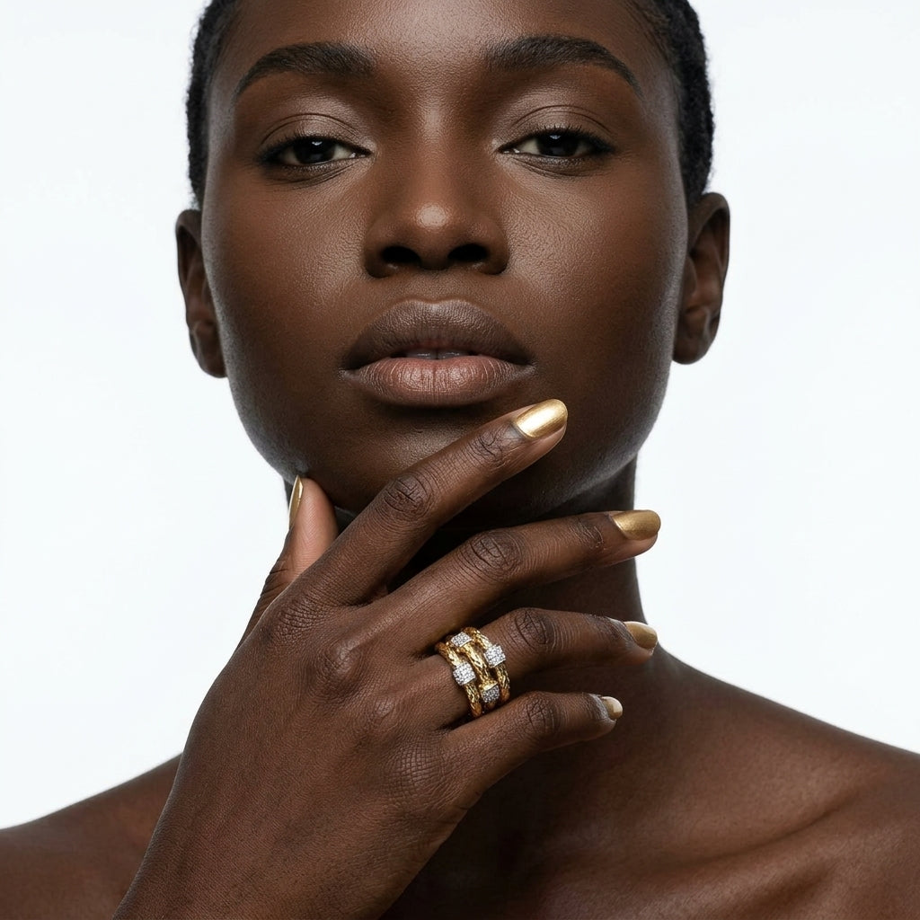 Woven Gold Triple Band Ring