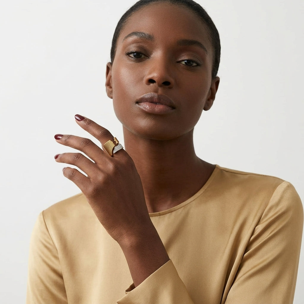 Textured Asymmetrical Statement Ring
