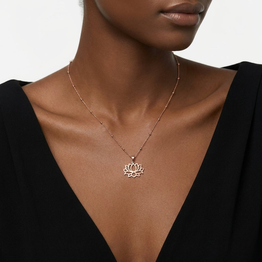 Golden Lotus Pendant Necklace