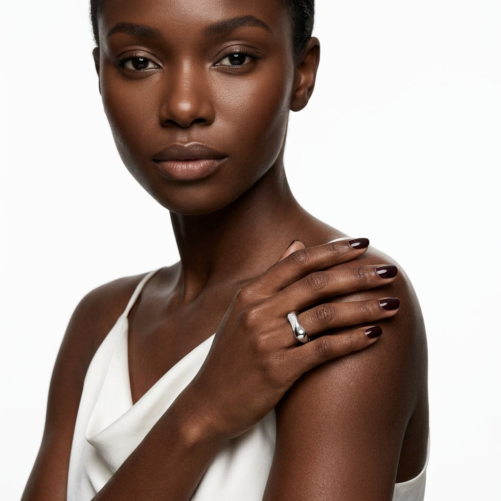 Sculptural Pavé Wave Ring