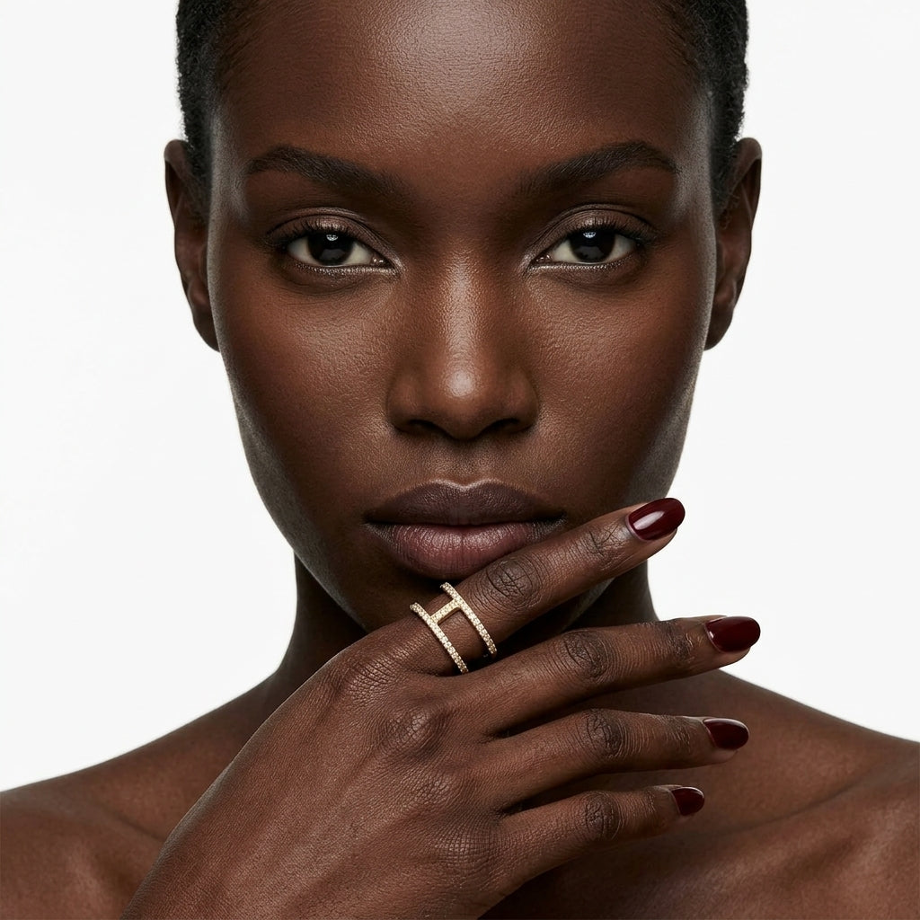 Parallel Crystal Open Cuff Ring