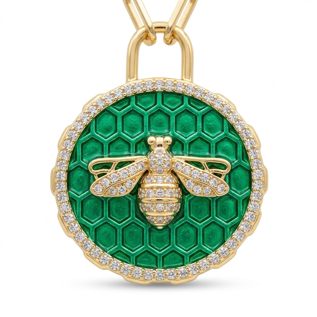 The Emerald Hive Padlock Necklace