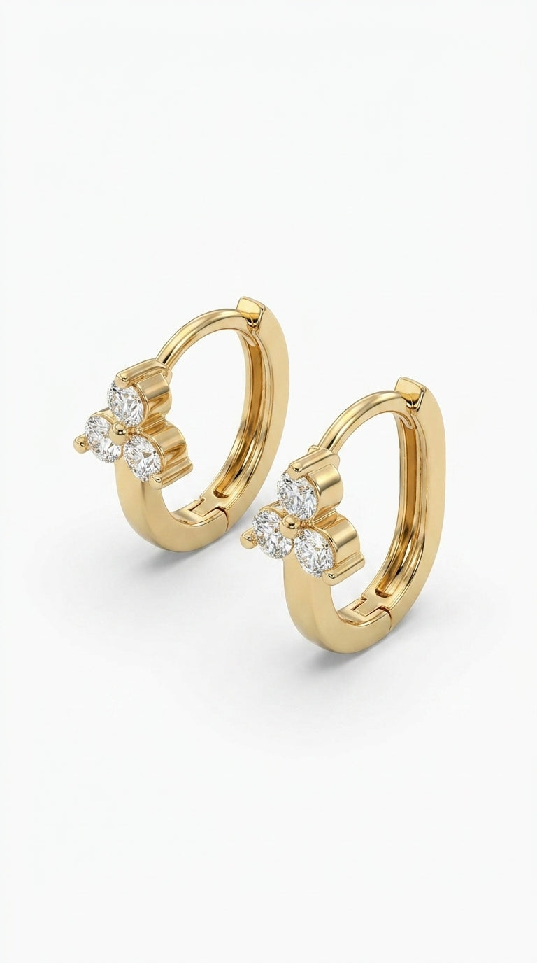 Celestial Clover Huggie Earrings