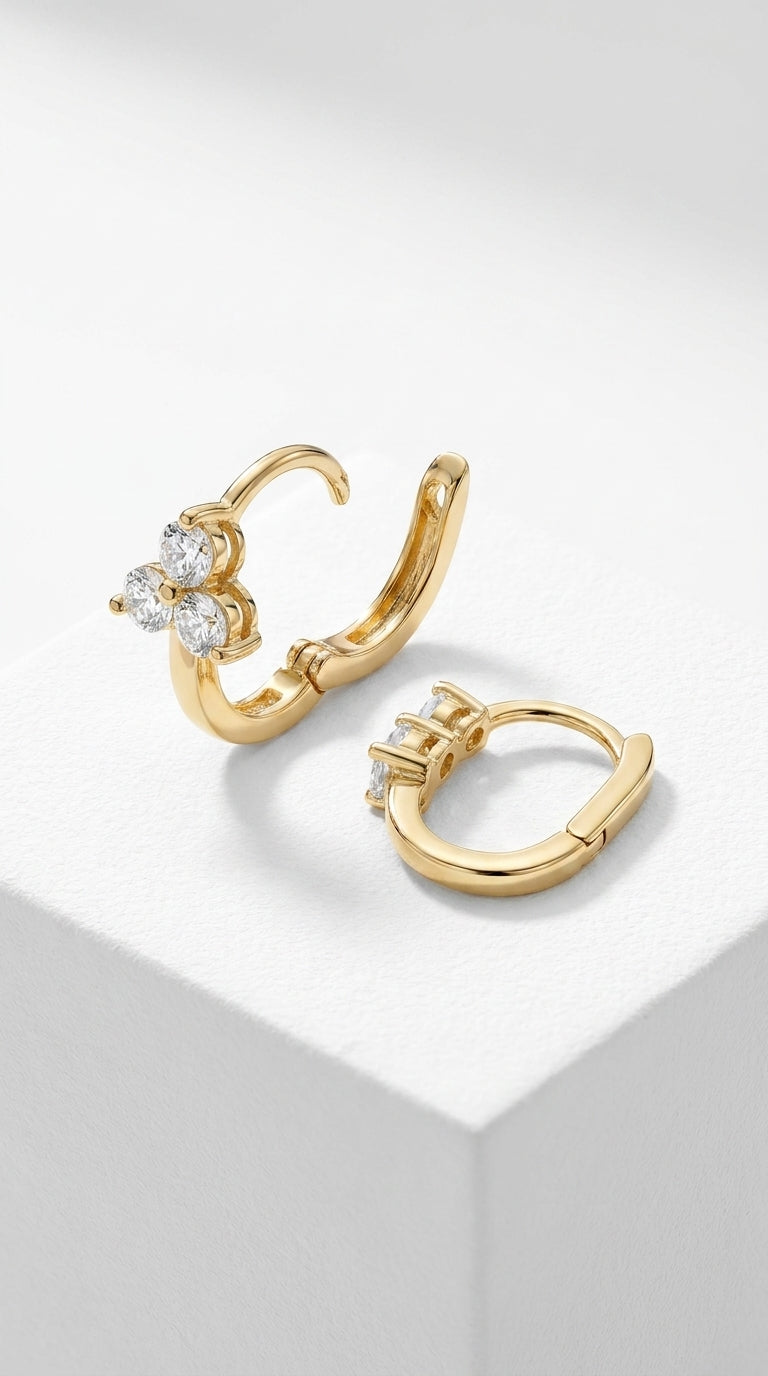 Celestial Clover Huggie Earrings