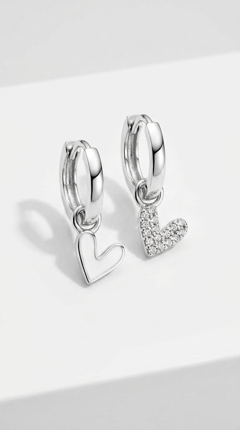 Contrast Elegance Heart Hoops