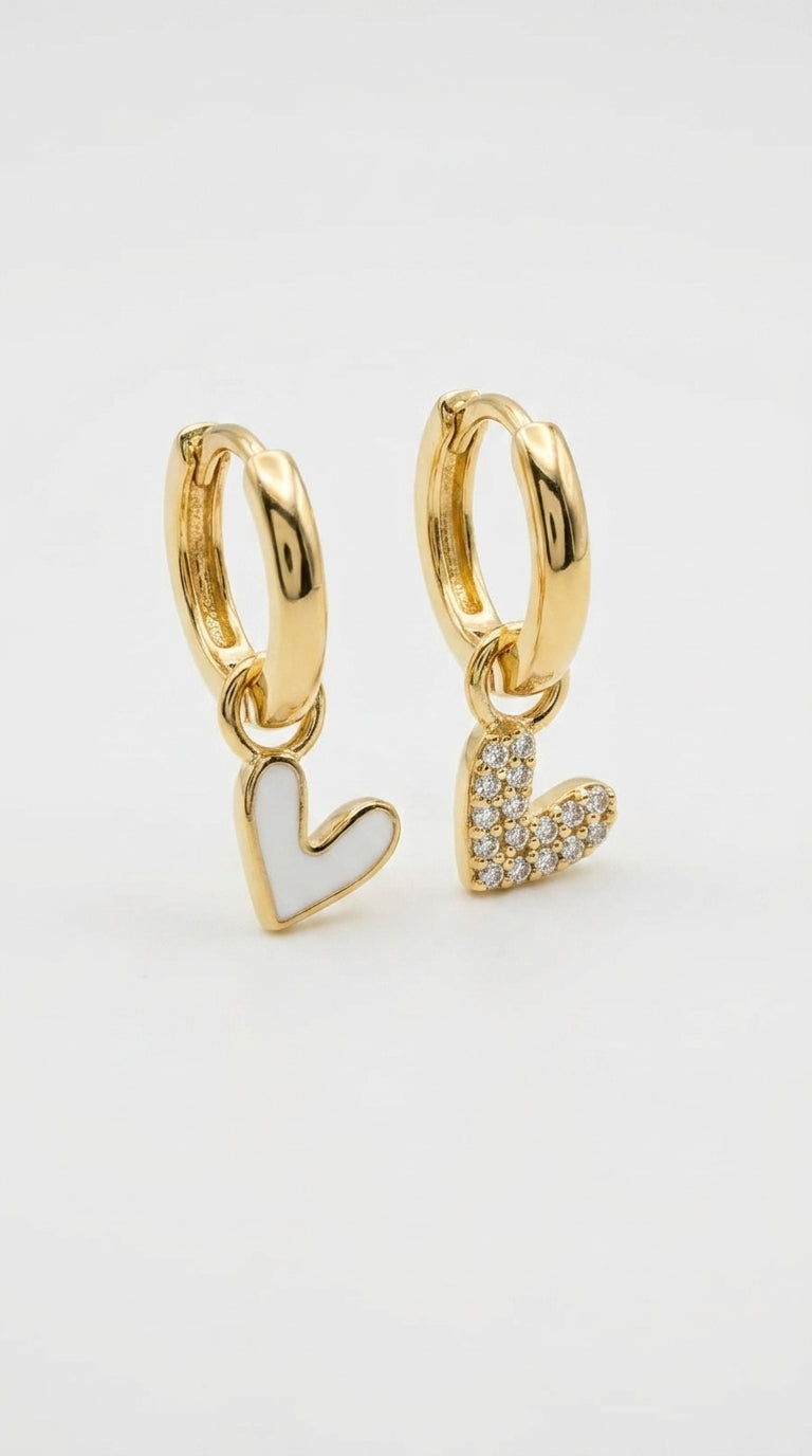 Contrast Elegance Heart Hoops