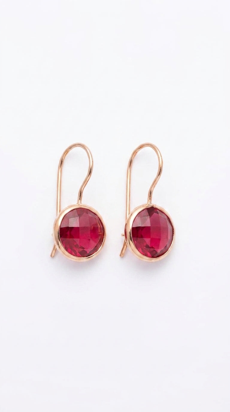 Royal Ruby-Rose Drop Earrings