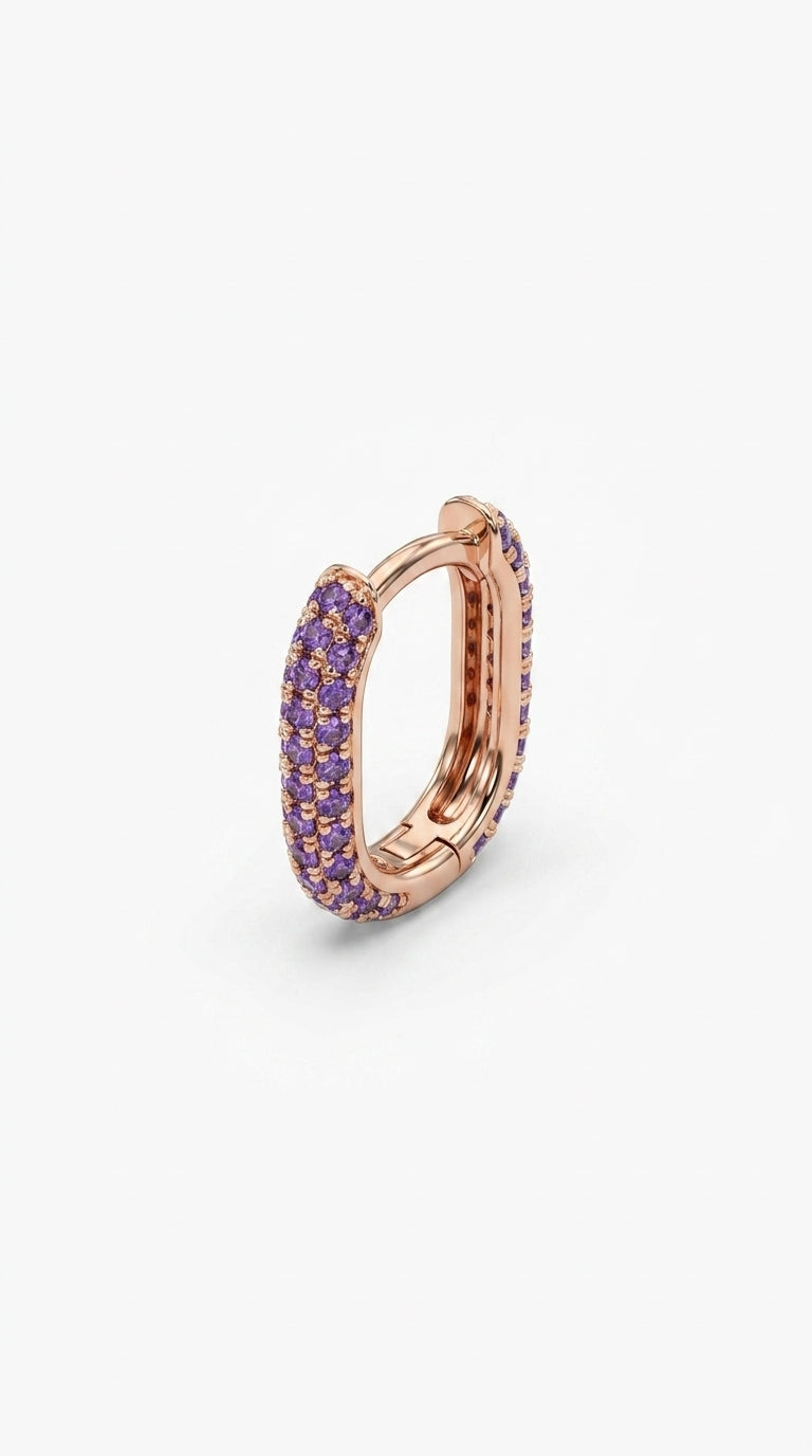 Amethyst Pavé Geometric Hoops