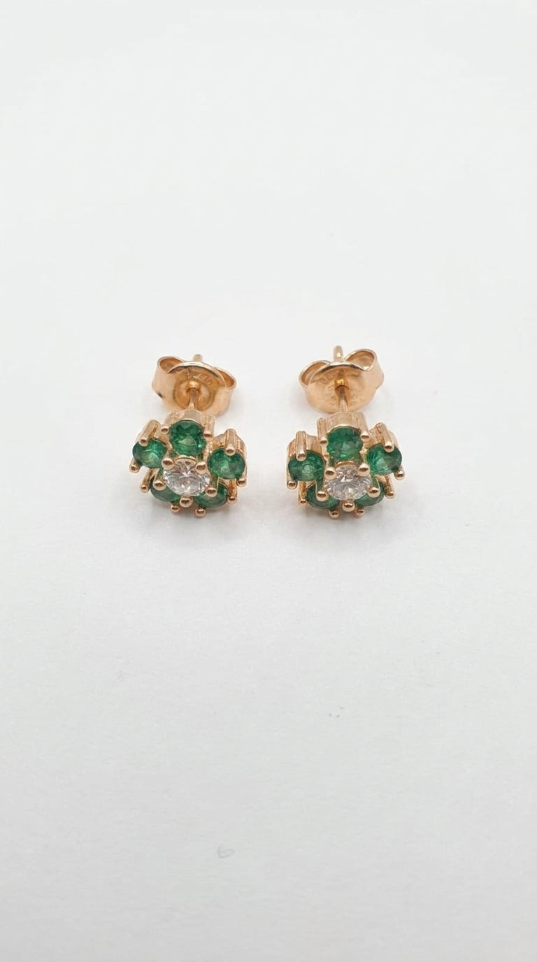 Emerald Flora Stud Earrings