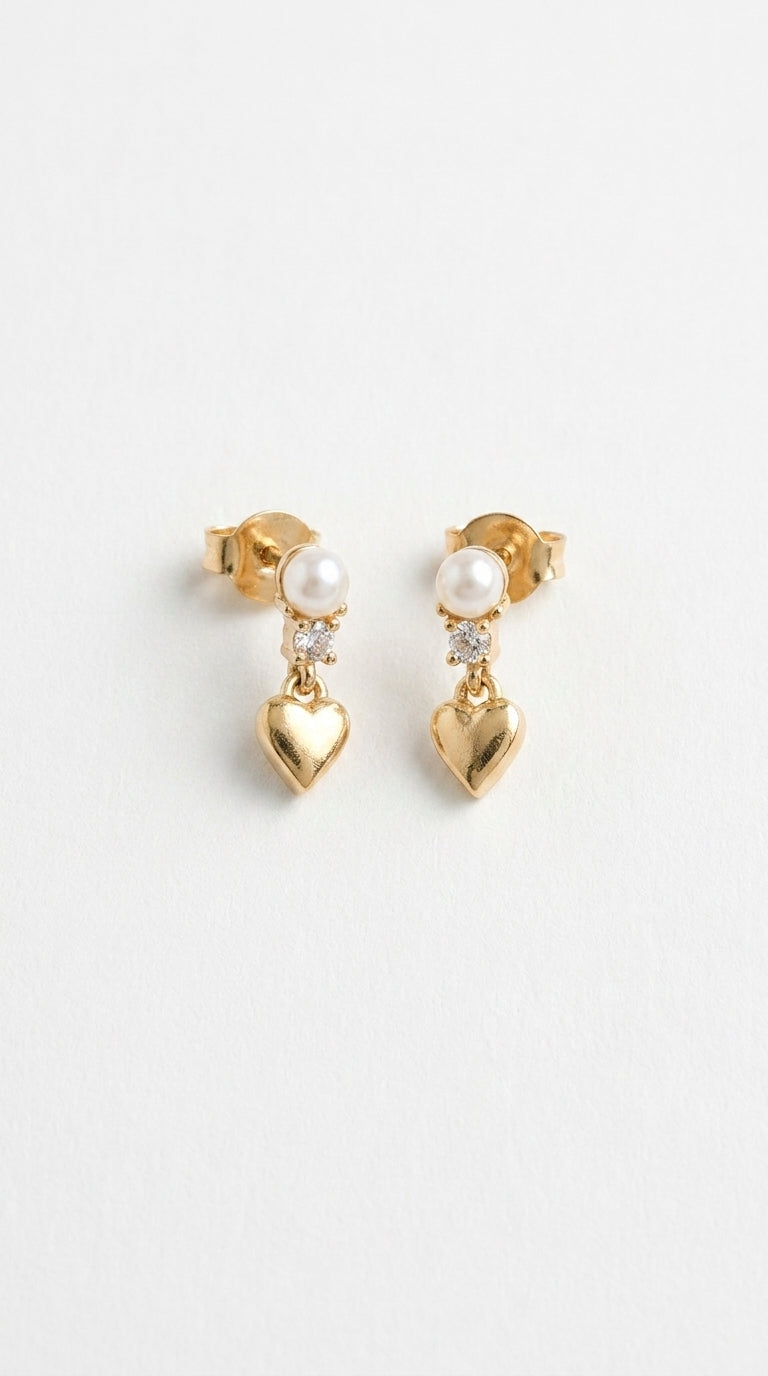 Eternal Pearl & Heart Drop Earrings