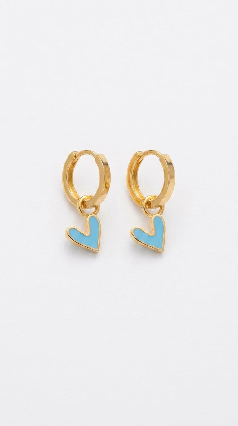 Azure Heart Huggie Hoops