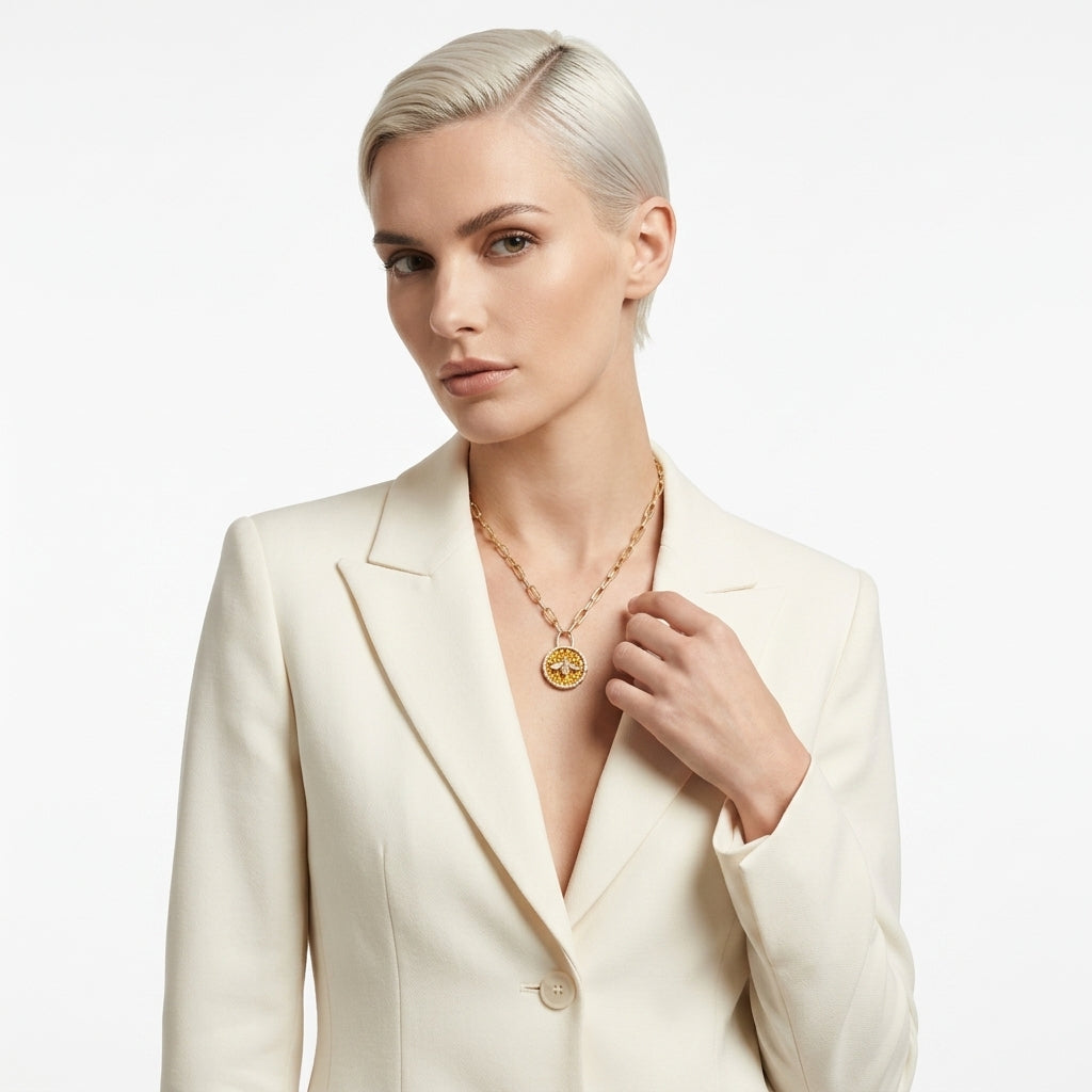 The Amber Hive Padlock Necklace