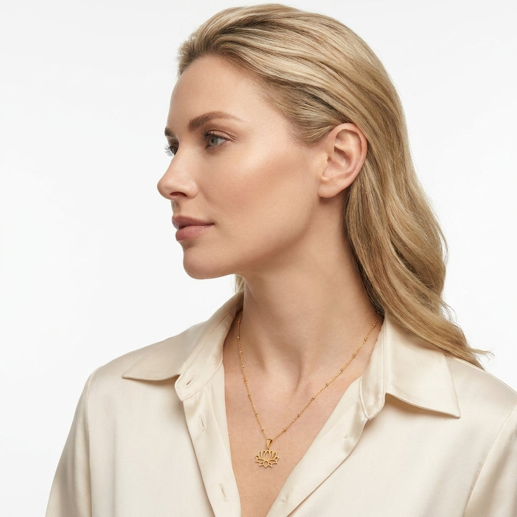Golden Lotus Pendant Necklace