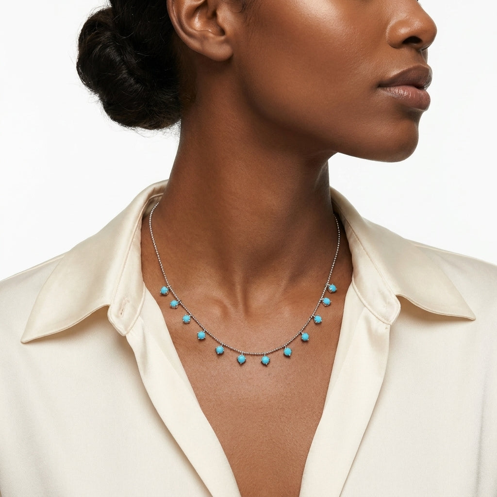 Turquoise Bead Drop Necklace
