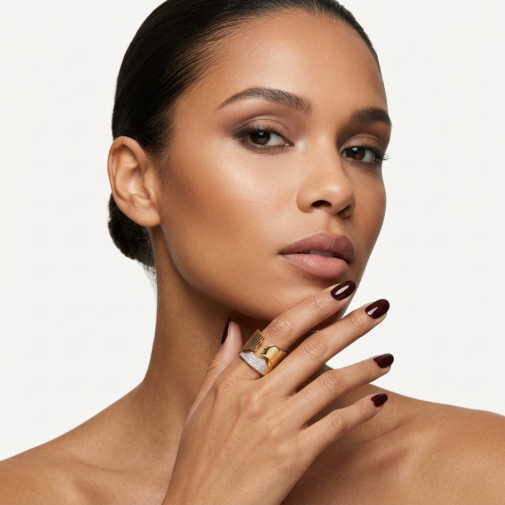 Textured Asymmetrical Statement Ring