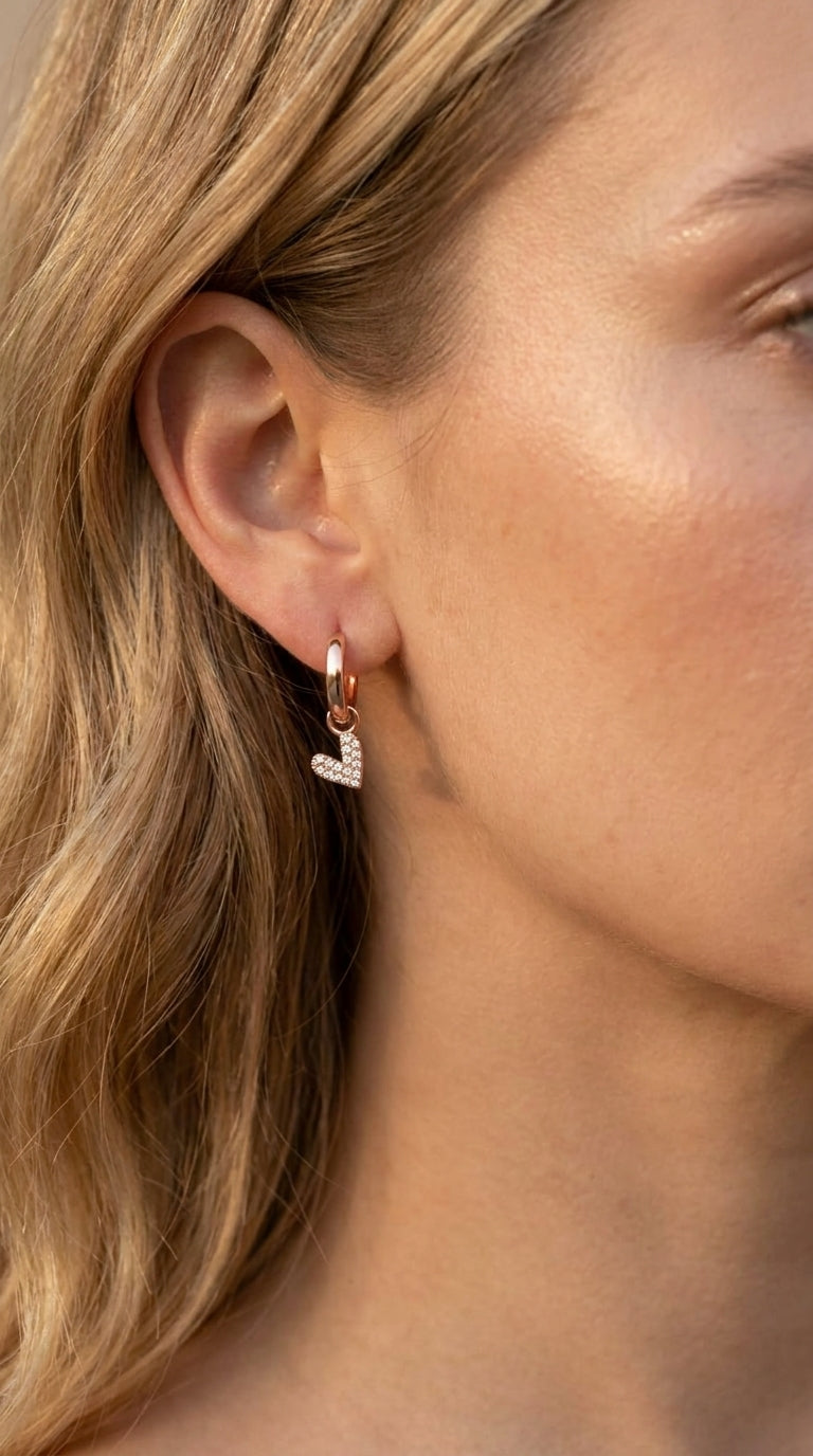 Contrast Elegance Heart Hoops
