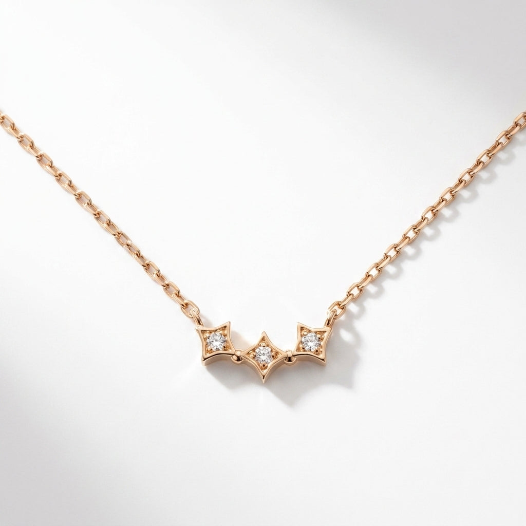 Triple Starburst Pendant Necklace