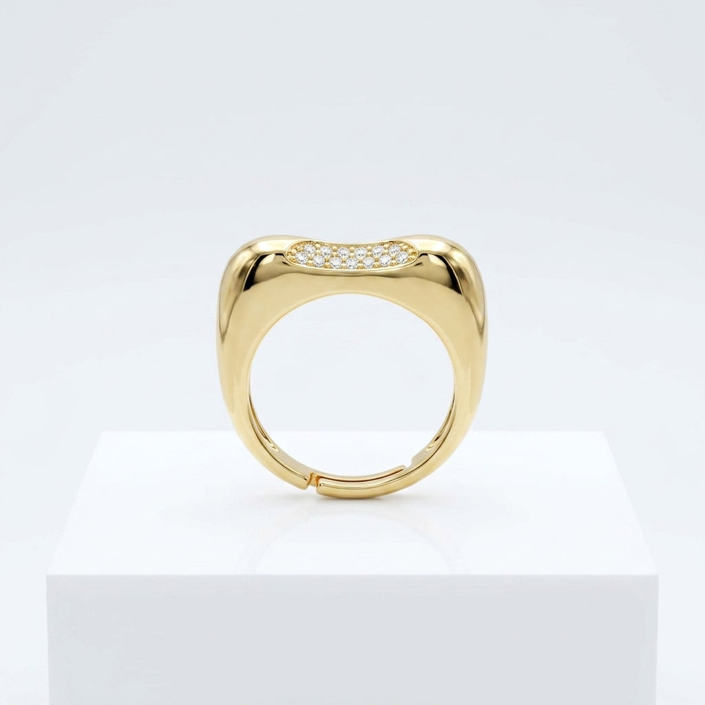 Organic Gold Pavé Dome Ring