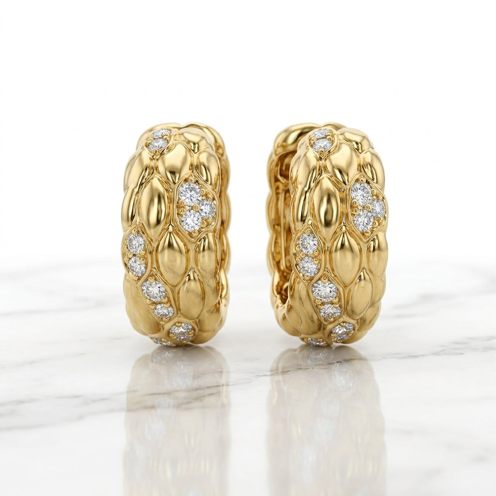 Quilted Gold Hoops