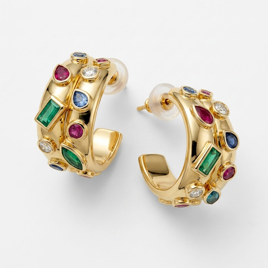 Confetti Huggie Hoops