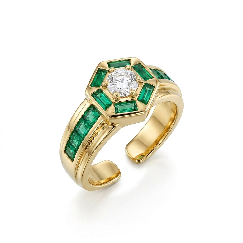 The Art Deco Emerald Hexagon Ring