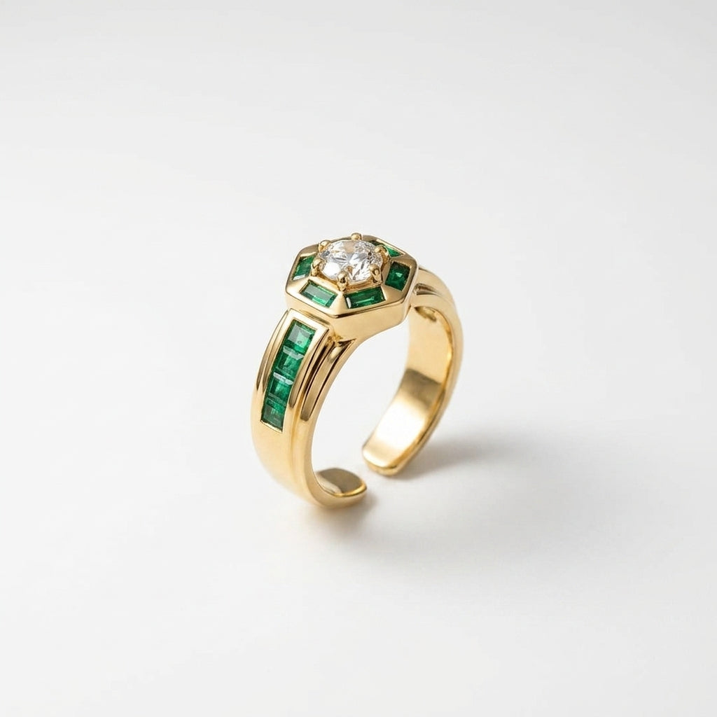 The Art Deco Emerald Hexagon Ring