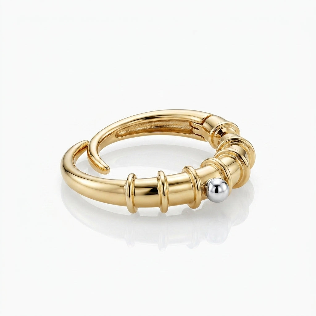 Mixed Metal Ribbed Hoops