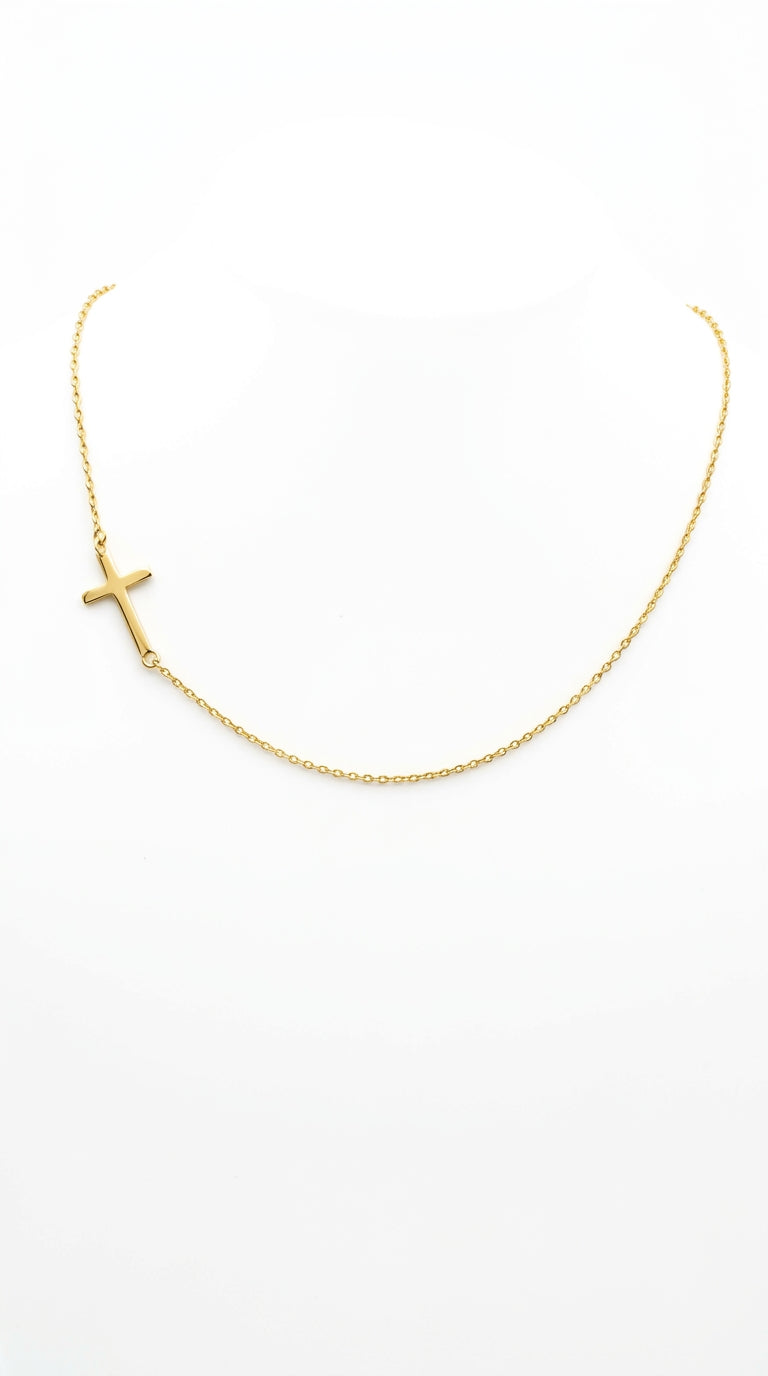 Sideways Cross Minimalist Necklace