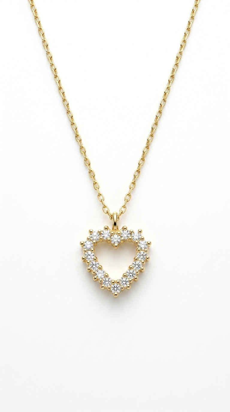 Radiant Pavé Heart Halo Necklace