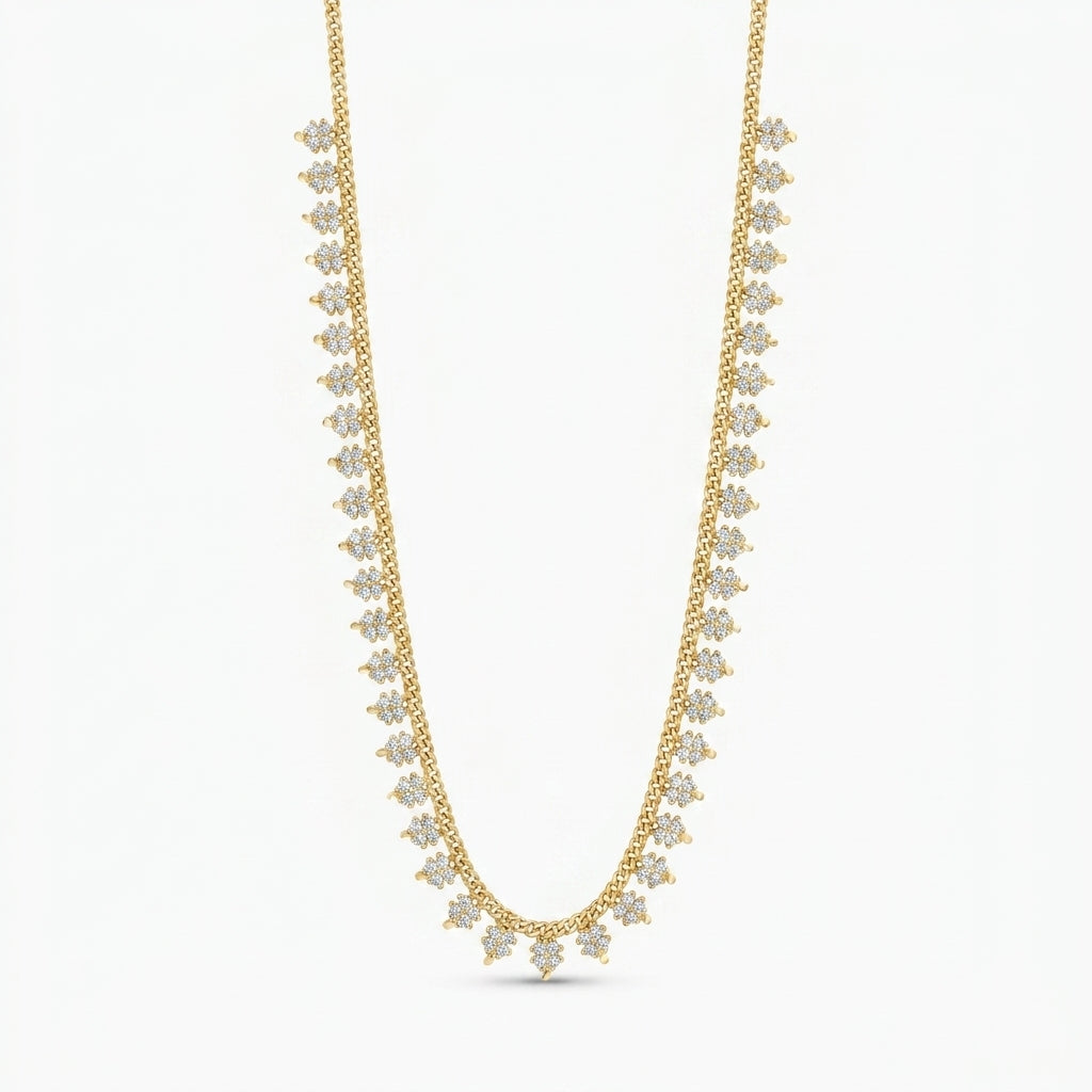 Crystal Clover Fringe Necklace