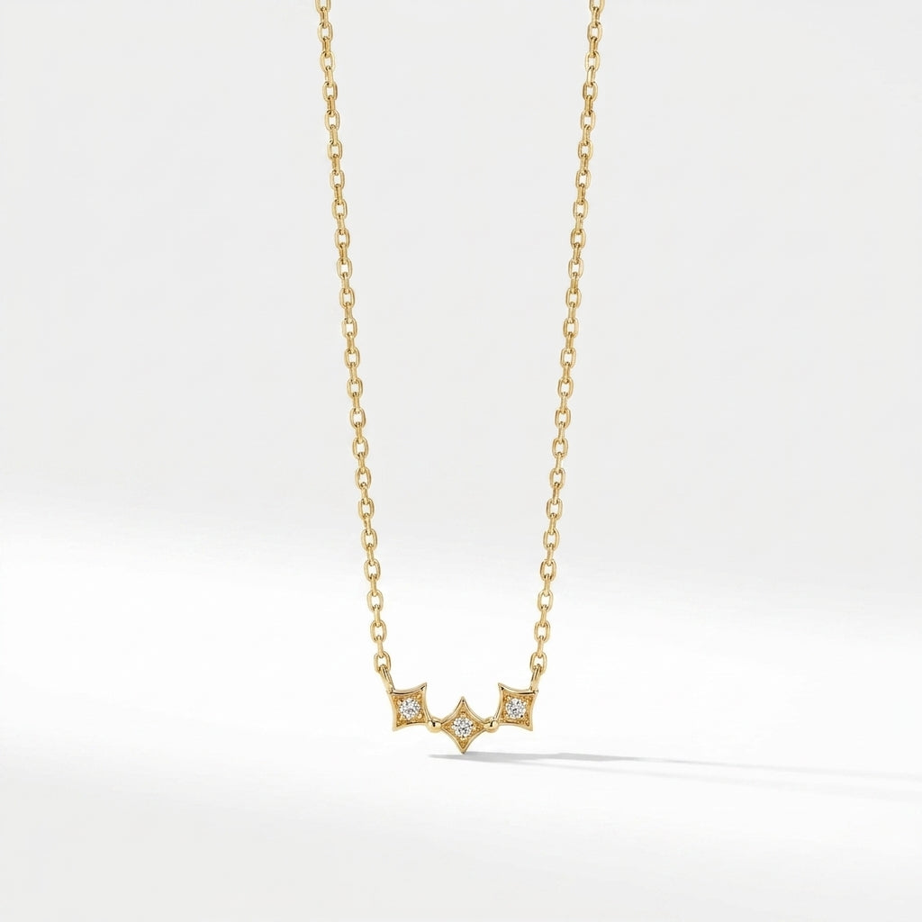 Triple Starburst Pendant Necklace