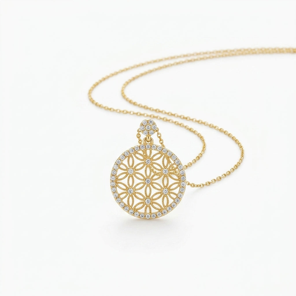 Celeste Floral Medallion Necklace
