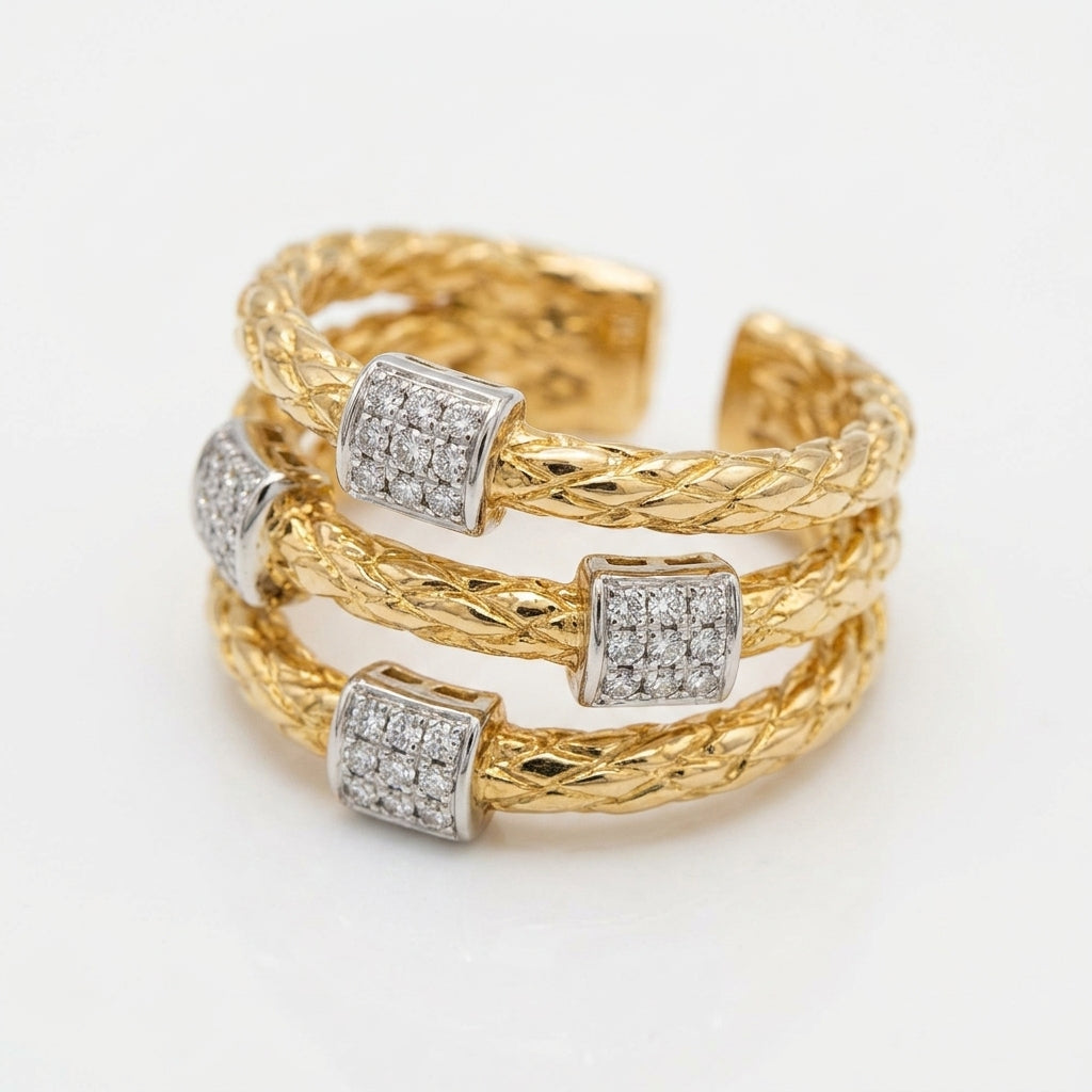 Woven Gold Triple Band Ring
