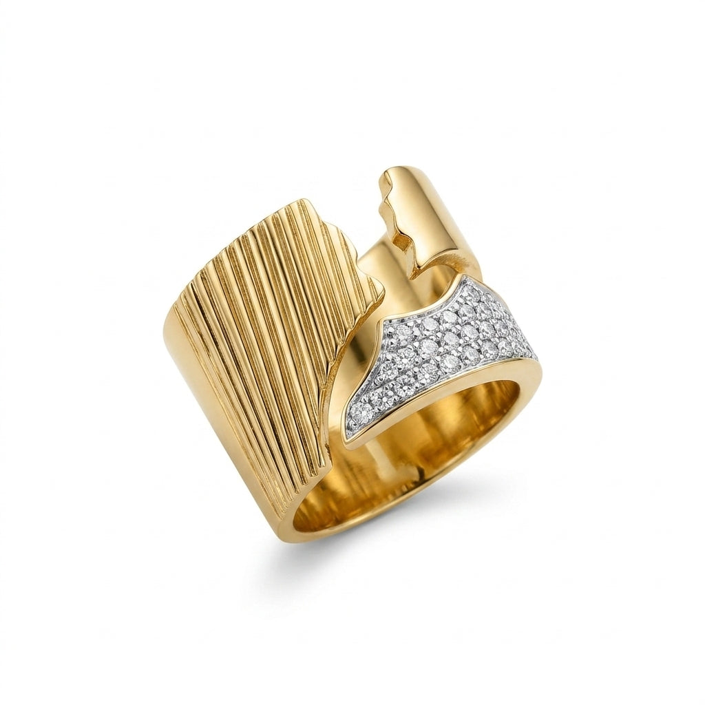 Textured Asymmetrical Statement Ring