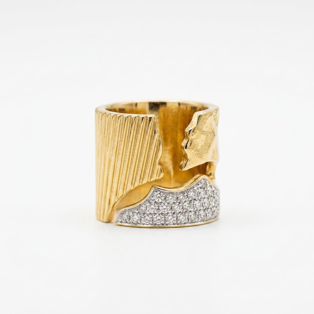 Textured Asymmetrical Statement Ring