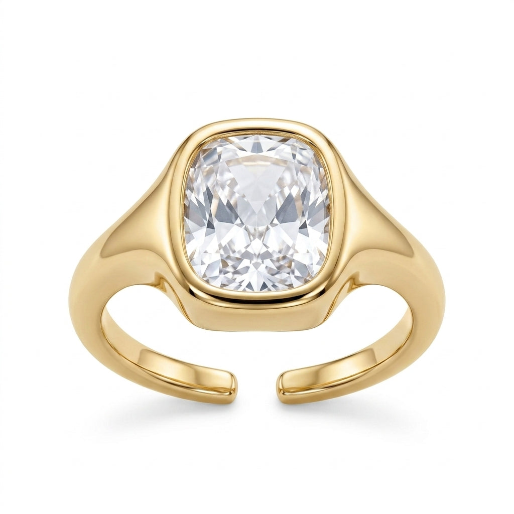 Chunky Bezel Solitaire Ring