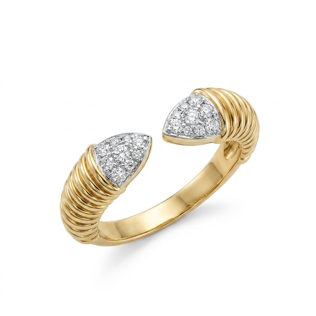 The Ribbed Teardrop Cuff Ring