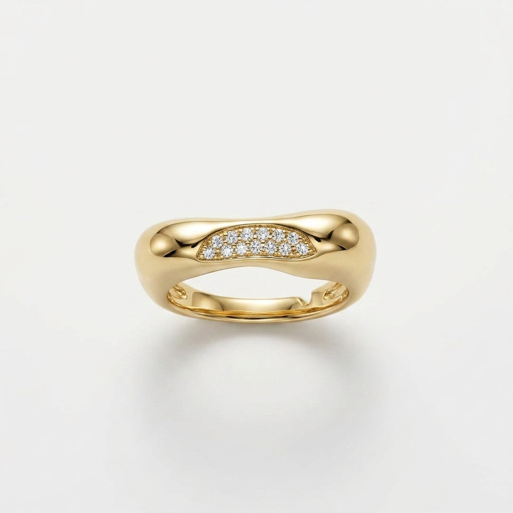 Organic Gold Pavé Dome Ring